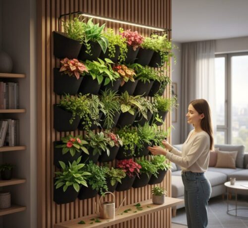 jardim vertical em um ambiente de apartamento