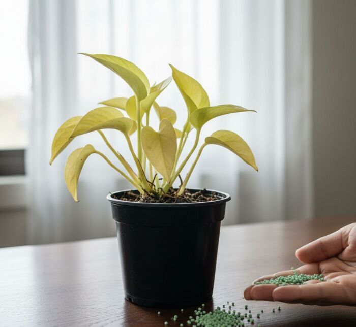 folhas da sua jibóia (Epipremnum pinnatum) estão ficando amareladas