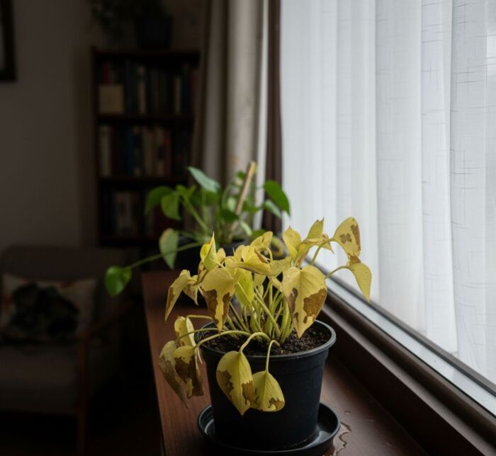 jibóia (Epipremnum pinnatum) está sofrendo com excesso de água1