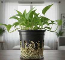 Veja se o vaso da sua jibóia (Epipremnum pinnatum) já está pequeno para o tamanho dela